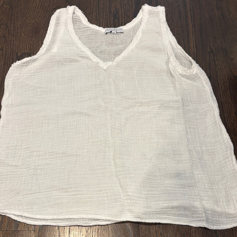 Michael Stars Women’s White Textured Tank Top Size Small